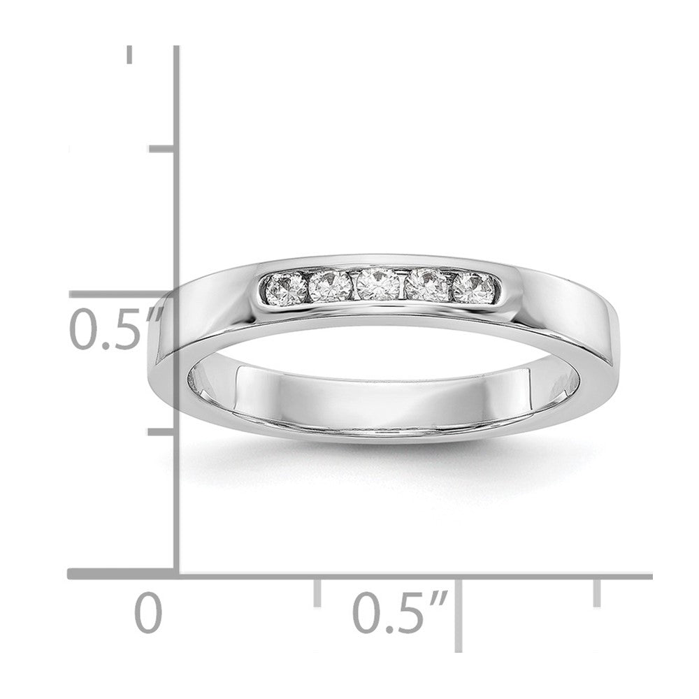 0.14ct. CZ Solid Real 14K White Gold 5-1.9mm Stone Channel Wedding Band Ring