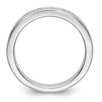 0.25ct. CZ Solid Real 14k White Gold Flat Partial Closed 5-Stone Channel Wedding Band Ring