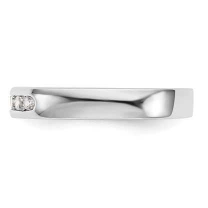 0.25ct. CZ Solid Real 14k White Gold Flat Partial Closed 5-Stone Channel Wedding Band Ring