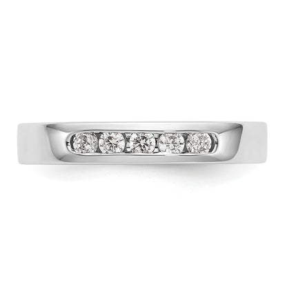 0.25ct. CZ Solid Real 14k White Gold Flat Partial Closed 5-Stone Channel Wedding Band Ring