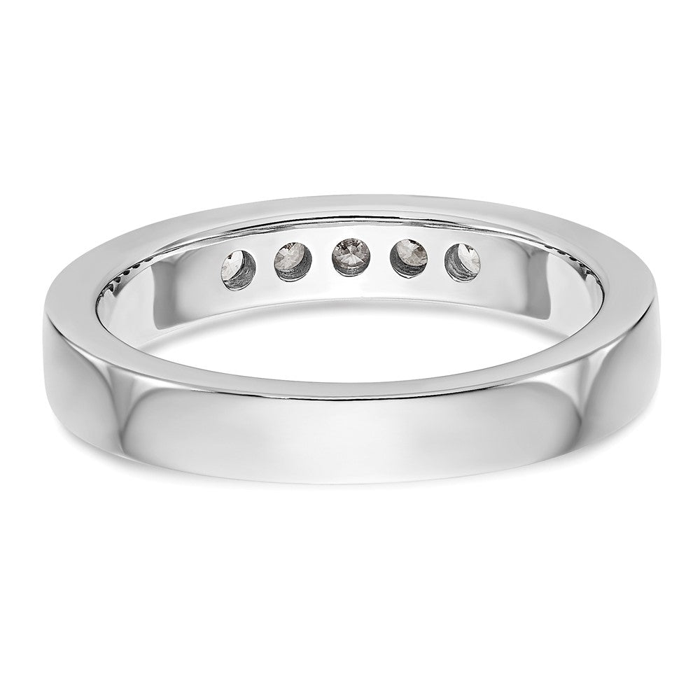 0.25ct. CZ Solid Real 14k White Gold Flat Partial Closed 5-Stone Channel Wedding Band Ring