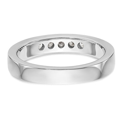 0.25ct. CZ Solid Real 14k White Gold Flat Partial Closed 5-Stone Channel Wedding Band Ring