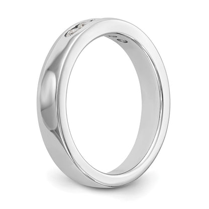 0.25ct. CZ Solid Real 14k White Gold Flat Partial Closed 5-Stone Channel Wedding Band Ring