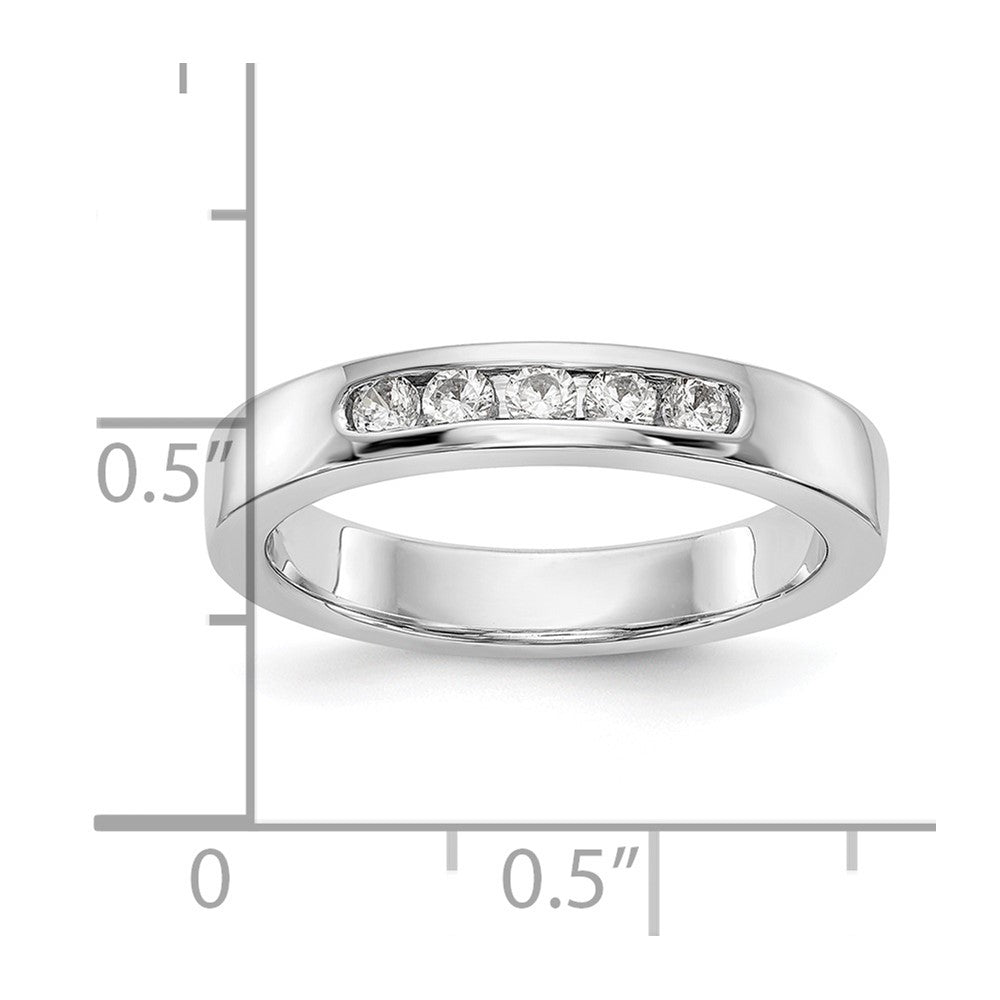 0.25ct. CZ Solid Real 14k White Gold Flat Partial Closed 5-Stone Channel Wedding Band Ring