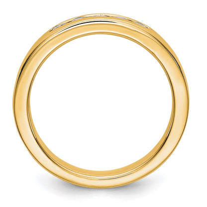 0.25ct. CZ Solid Real 14k Yellow Gold Flat Partial Closed 5-Stone Channel Wedding Band Ring