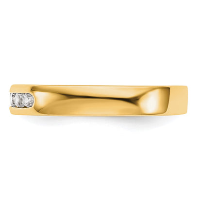 0.25ct. CZ Solid Real 14k Yellow Gold Flat Partial Closed 5-Stone Channel Wedding Band Ring