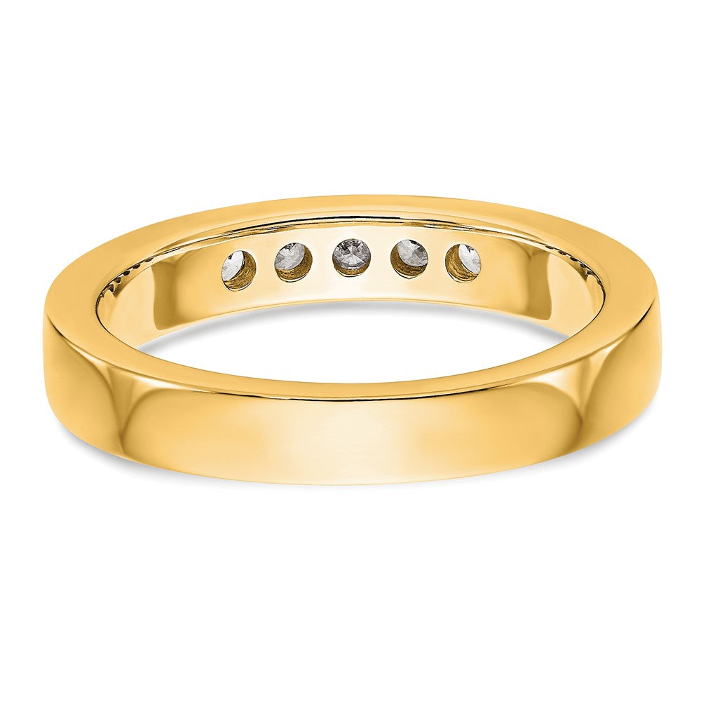 0.25ct. CZ Solid Real 14K Yellow Gold 5-Stone Channel Wedding Band Ring