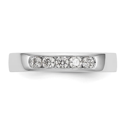 0.30ct. CZ Solid Real 14K White Gold 5-2.5mm Stone  Channel Wedding Band Ring
