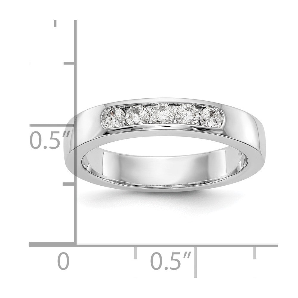 0.30ct. CZ Solid Real 14K White Gold 5-2.5mm Stone  Channel Wedding Band Ring