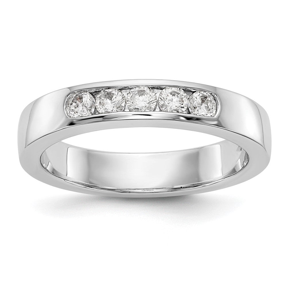 0.30ct. CZ Solid Real 14K White Gold 5-Stone Channel Wedding Band Ring