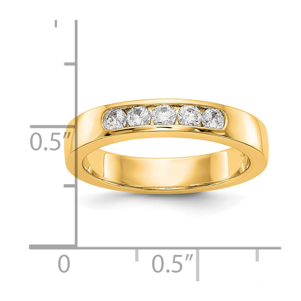 0.30ct. CZ Solid Real 14K Yellow Gold 5-2.5mm Stone Channel Wedding Band Ring