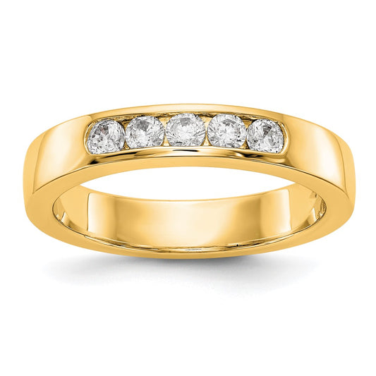 0.30ct. CZ Solid Real 14K Yellow Gold 5-2.5mm Stone Channel Wedding Band Ring