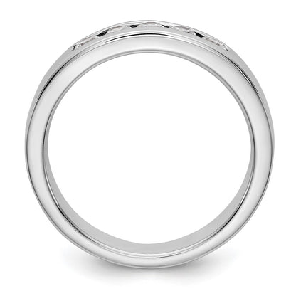 0.35ct. CZ Solid Real 14K White Gold 5-2.6mm Stone Channel Wedding Band Ring