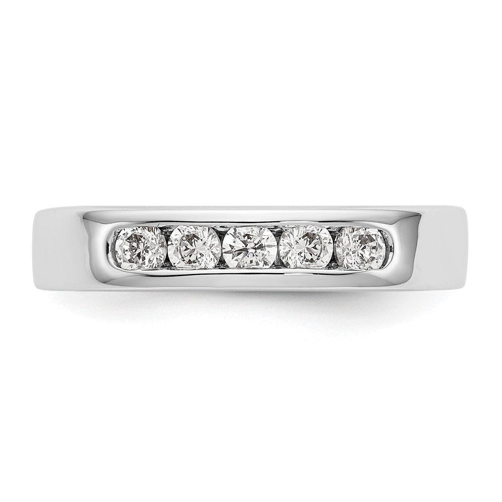 14K White Gold 5-Stone Real Diamond Channel Band