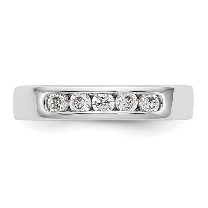 0.35ct. CZ Solid Real 14K White Gold 5-2.6mm Stone Channel Wedding Band Ring
