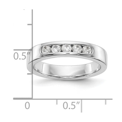 0.35ct. CZ Solid Real 14K White Gold 5-2.6mm Stone Channel Wedding Band Ring