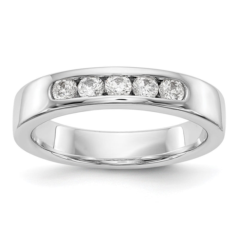 14K White Gold 5-Stone Real Diamond Channel Band