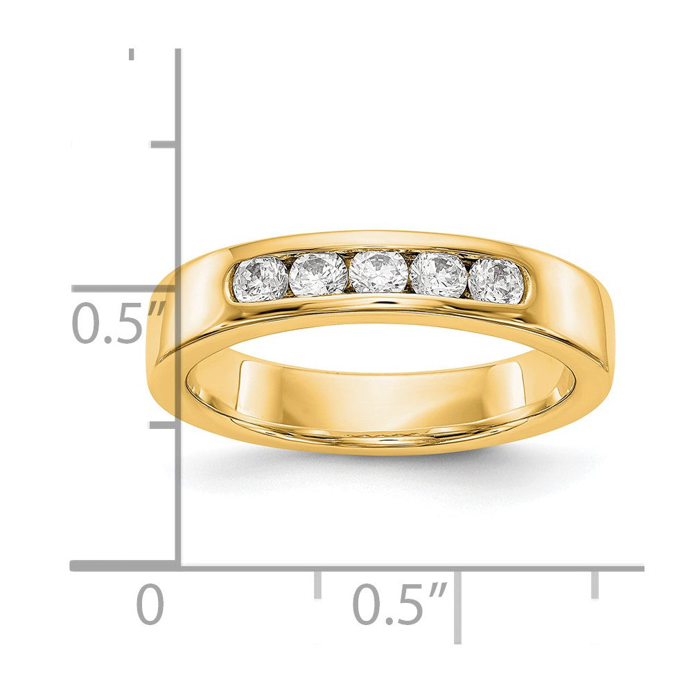 0.35ct. CZ Solid Real 14K Yellow Gold 5-2.6mm Stone Channel Wedding Band Ring