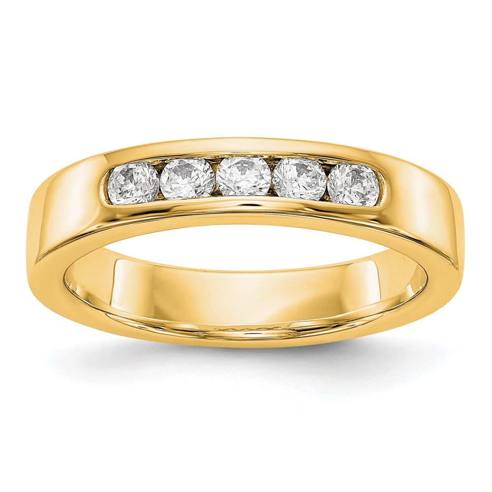 0.35ct. CZ Solid Real 14K Yellow Gold 5-2.6mm Stone Channel Wedding Band Ring