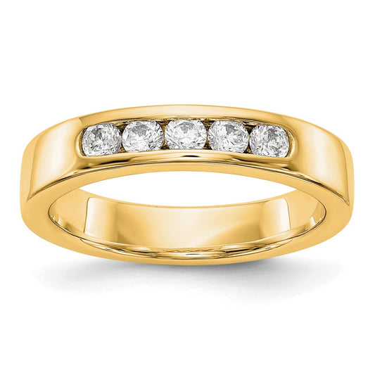 0.35ct. CZ Solid Real 14K Yellow Gold 5-2.6mm Stone Channel Wedding Band Ring