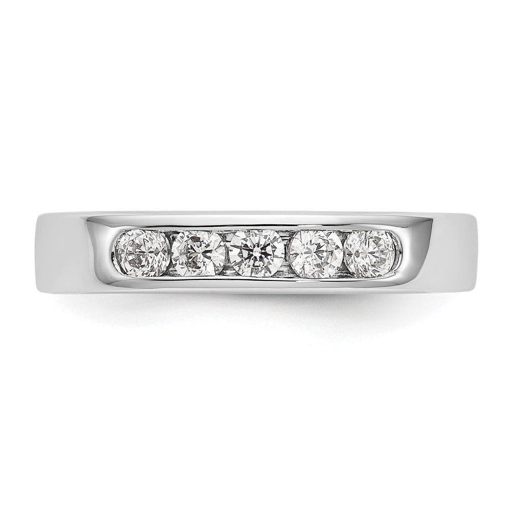 0.40ct. CZ Solid Real 14K White Gold 5-Stone Channel Wedding Band Ring