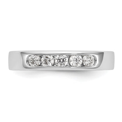 0.40ct. CZ Solid Real 14K White Gold 5-Stone Channel Wedding Band Ring