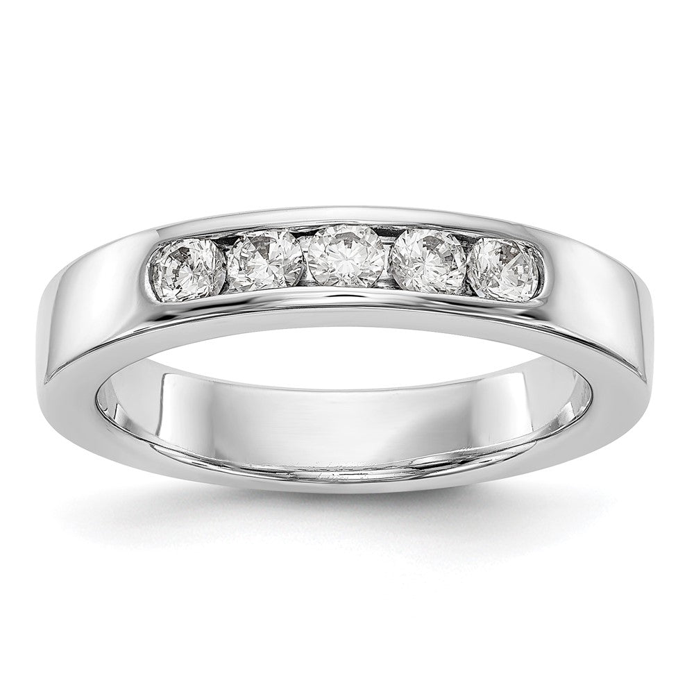 0.40ct. CZ Solid Real 14K White Gold 5-Stone Channel Wedding Band Ring