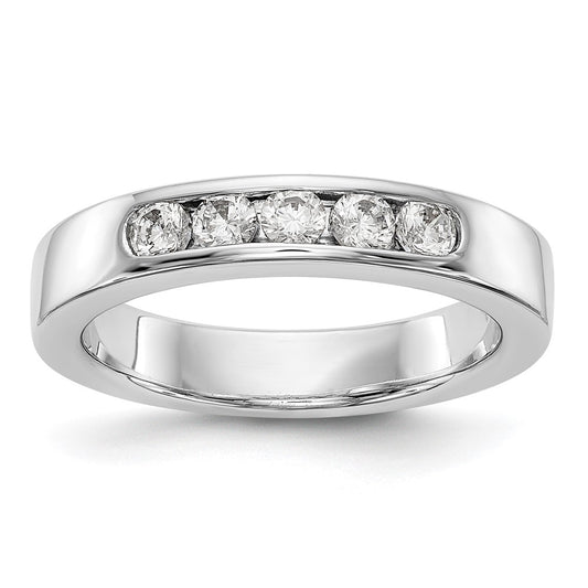 0.40ct. CZ Solid Real 14K White Gold 5-Stone Channel Wedding Band Ring