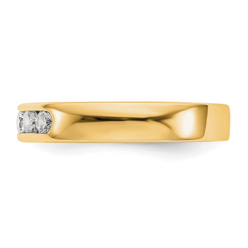 0.40ct. CZ Solid Real 14K Yellow Gold 5-2.7mm Stone Channel Wedding Band Ring