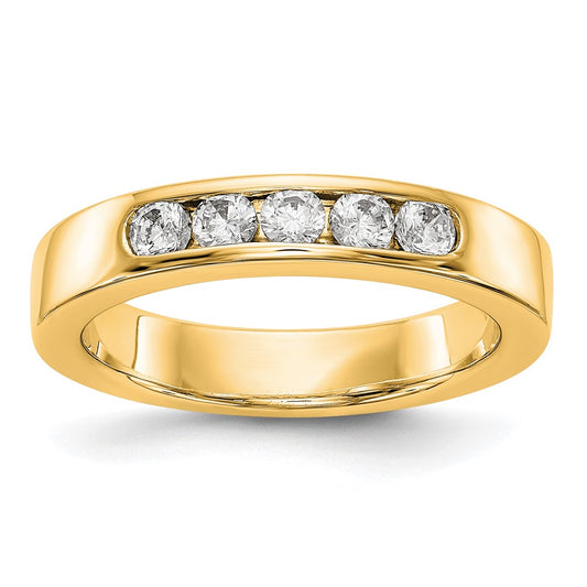 0.40ct. CZ Solid Real 14K Yellow Gold 5-2.7mm Stone Channel Wedding Band Ring