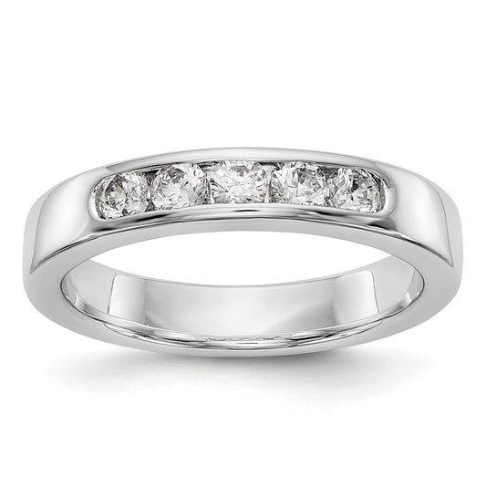 0.45ct. CZ Solid Real 14K White Gold 5-Stone Channel Wedding Band Ring