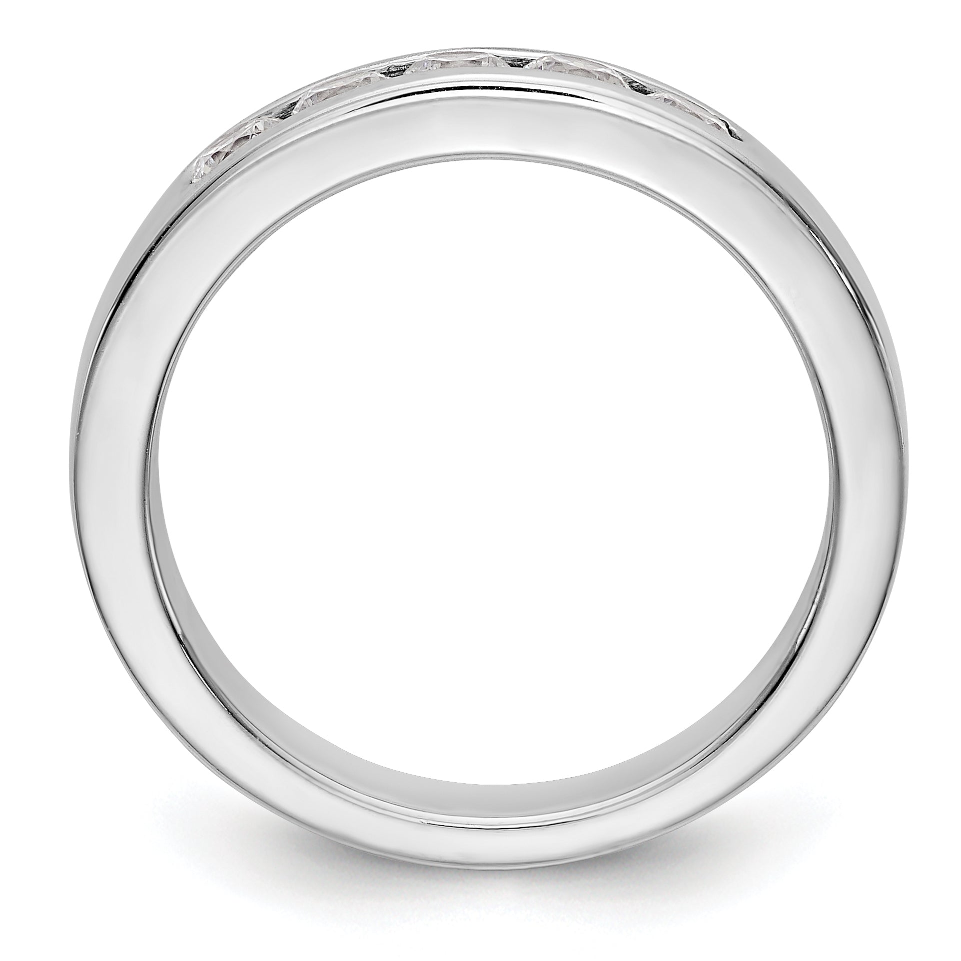 0.47ct. CZ Solid Real 14K White Gold 5-Stone Channel Wedding Band Ring