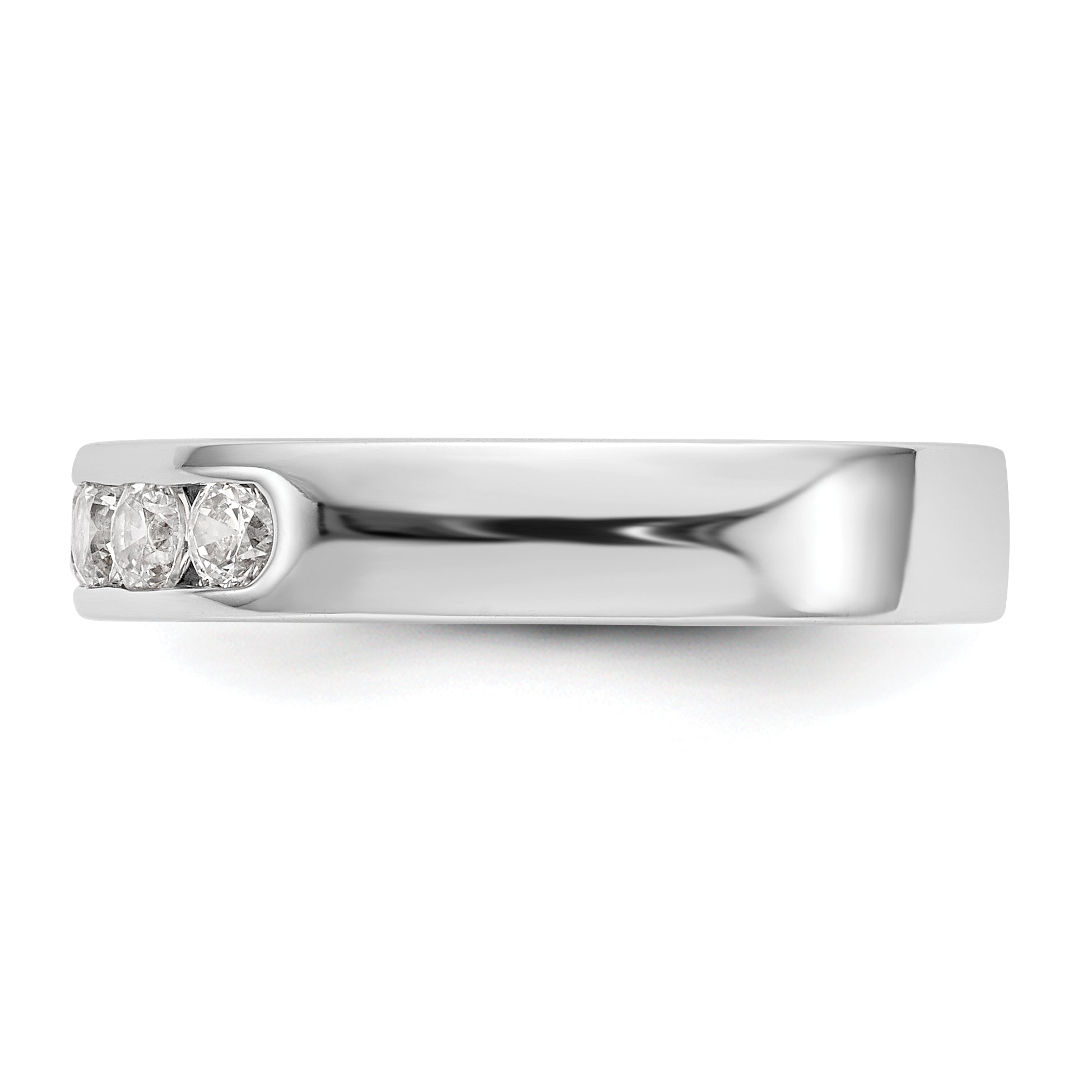 0.47ct. CZ Solid Real 14K White Gold 5-Stone Channel Wedding Band Ring