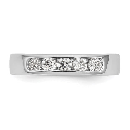 0.47ct. CZ Solid Real 14K White Gold 5-Stone Channel Wedding Band Ring