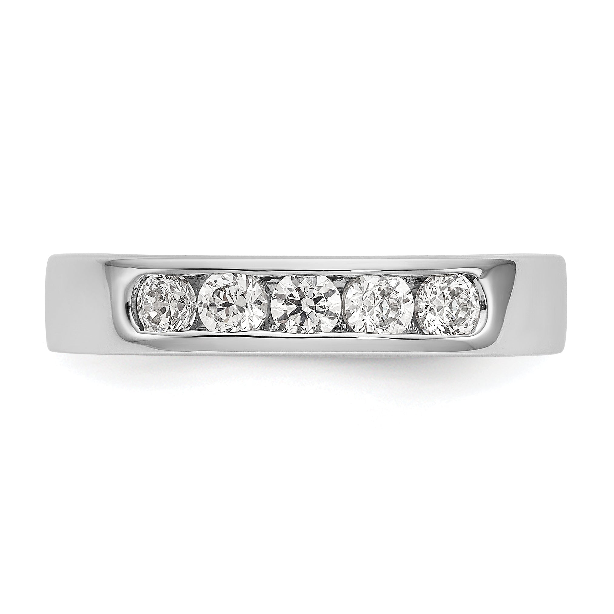 0.47ct. CZ Solid Real 14K White Gold 5-Stone Channel Wedding Band Ring