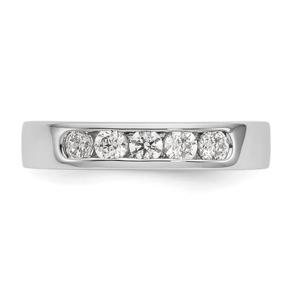 0.47ct. CZ Solid Real 14K White Gold 5-Stone Channel Wedding Band Ring