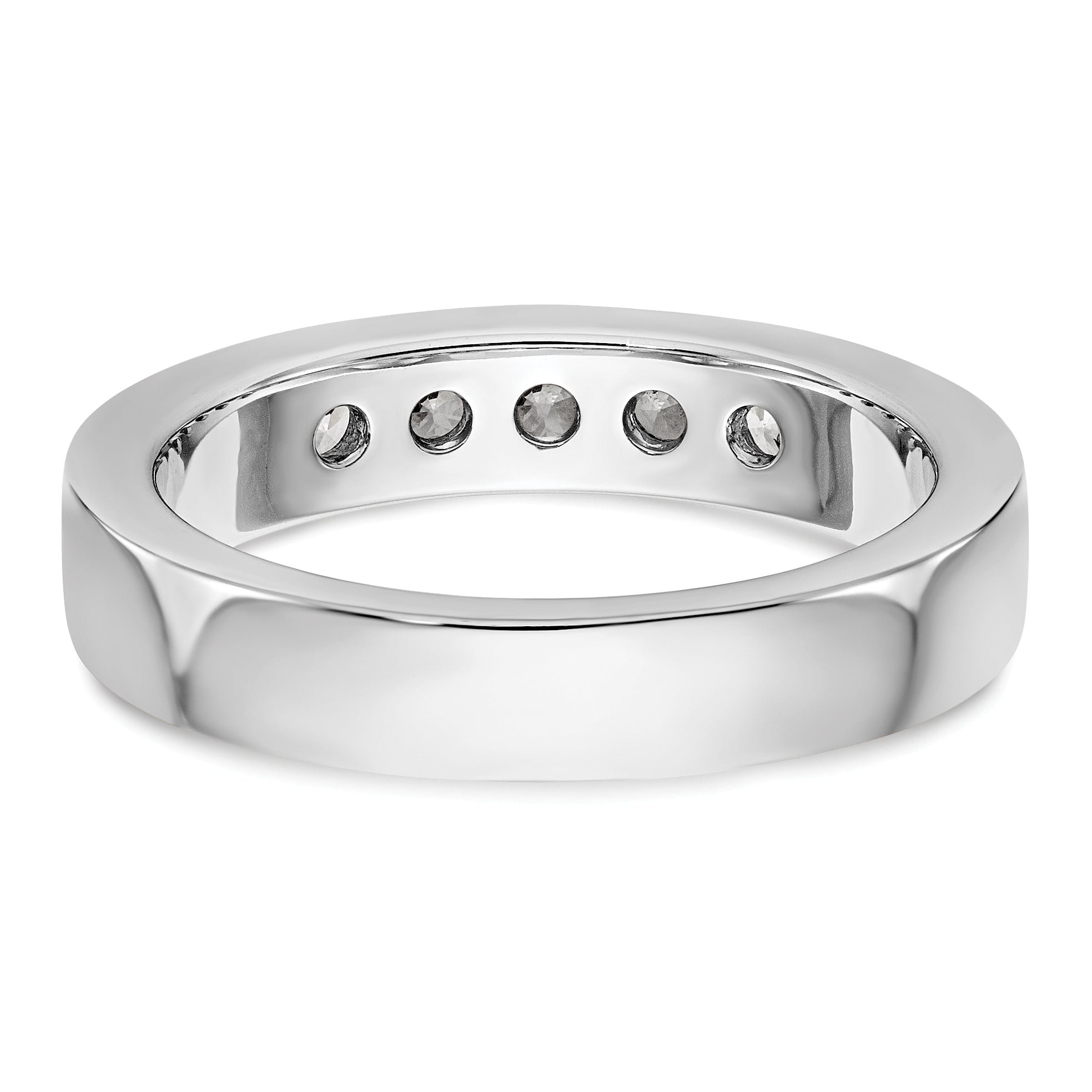0.47ct. CZ Solid Real 14K White Gold 5-Stone Channel Wedding Band Ring