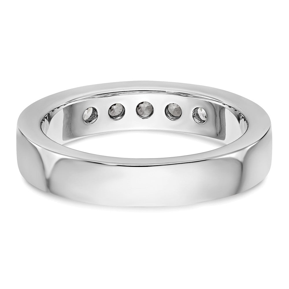 0.47ct. CZ Solid Real 14K White Gold 5-Stone Channel Wedding Band Ring