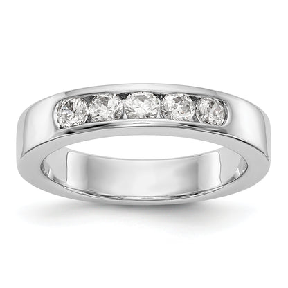 0.47ct. CZ Solid Real 14K White Gold 5-Stone Channel Wedding Band Ring
