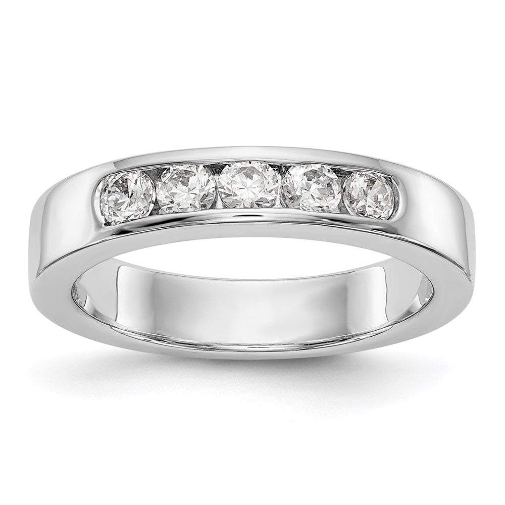 0.47ct. CZ Solid Real 14K White Gold 5-Stone Channel Wedding Band Ring