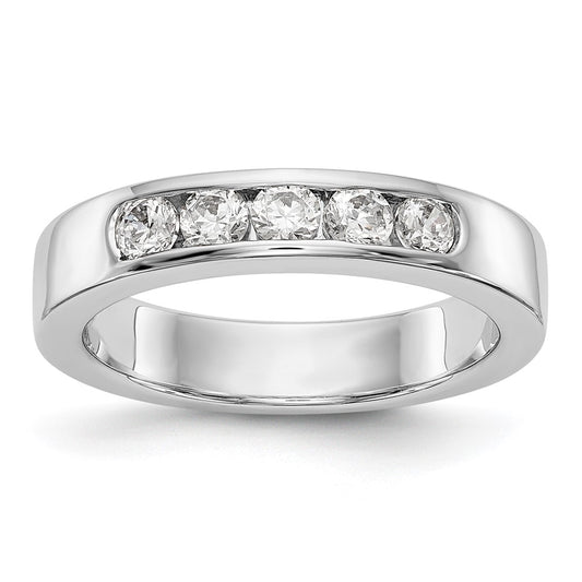 0.47ct. CZ Solid Real 14K White Gold 5-Stone Channel Wedding Band Ring