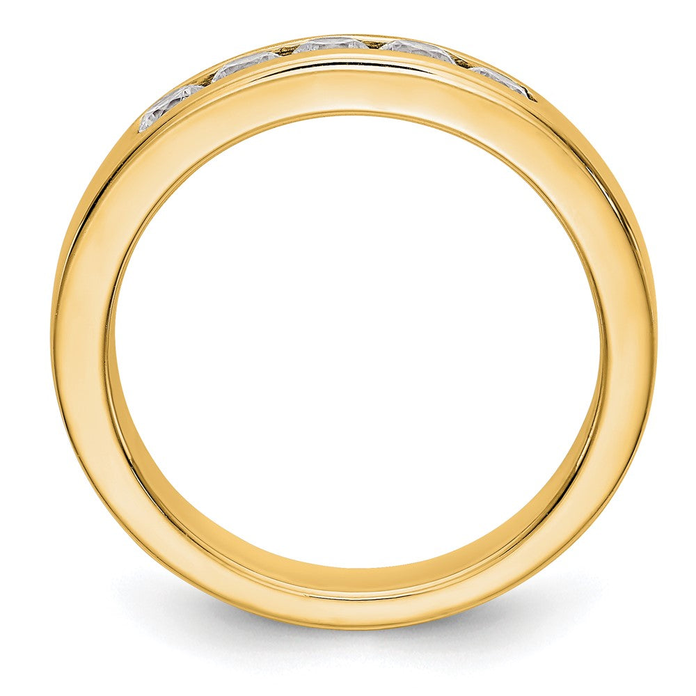 0.47ct. CZ Solid Real 14K Yellow Gold 5-Stone Channel Wedding Band Ring