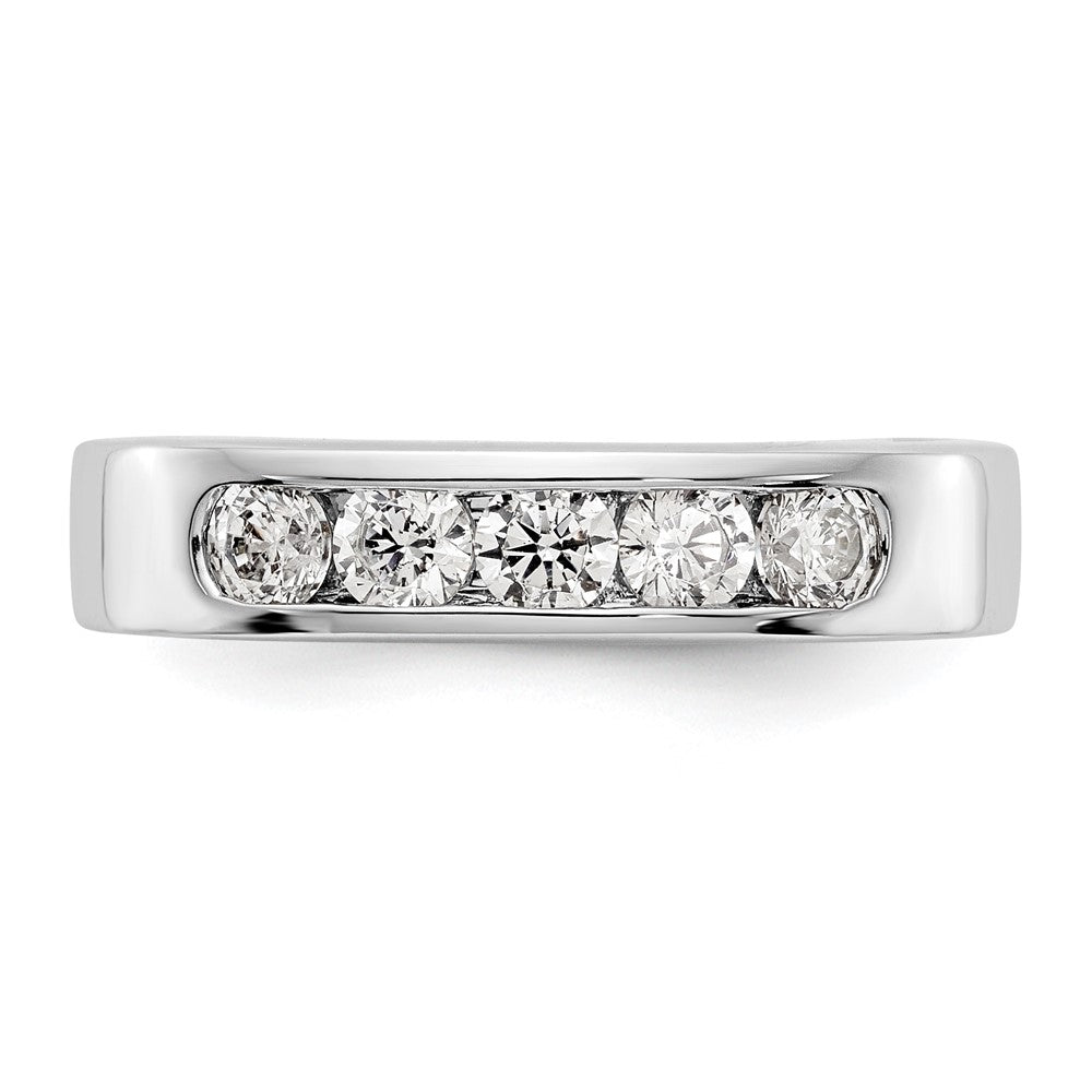 0.58ct. CZ Solid Real 14K White Gold 5-Stone Channel Wedding Band Ring