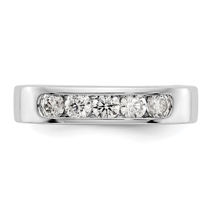0.58ct. CZ Solid Real 14K White Gold 5-Stone Channel Wedding Band Ring