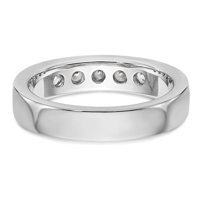 0.58ct. CZ Solid Real 14K White Gold 5-Stone Channel Wedding Band Ring