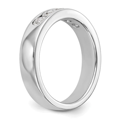 0.58ct. CZ Solid Real 14K White Gold 5-Stone Channel Wedding Band Ring