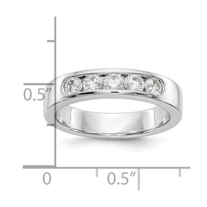 0.58ct. CZ Solid Real 14K White Gold 5-3.1mm Stone Channel Wedding Band Ring