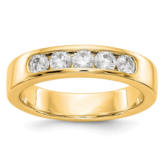 0.58ct. CZ Solid Real 14K Yellow Gold 5-3.1mm Stone Channel Wedding Band Ring