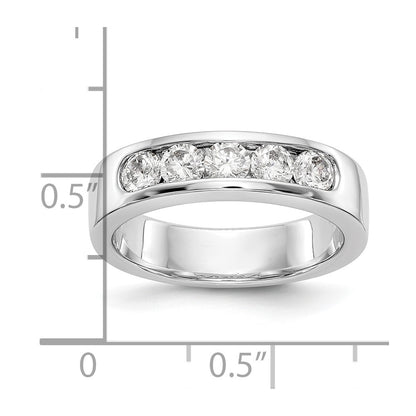 0.75ct. CZ Solid Real 14K White Gold 5-3.4mm Stone Channel Wedding Band Ring