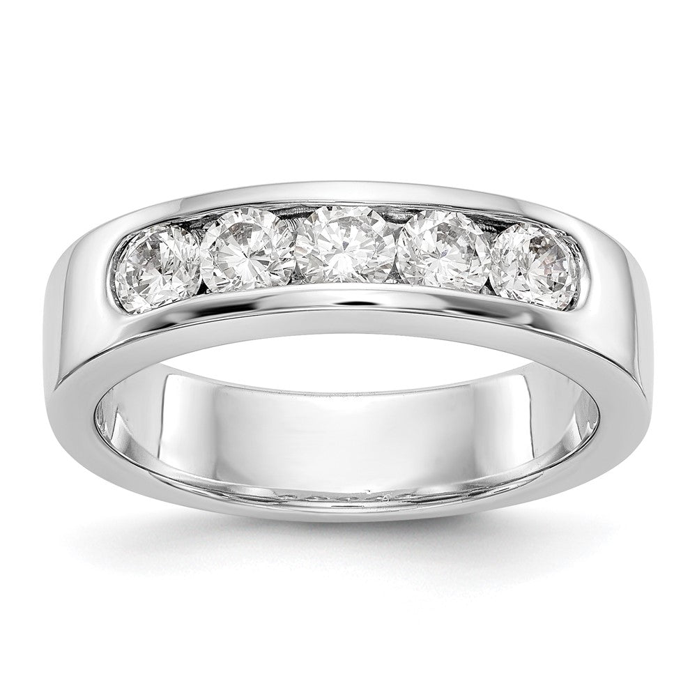 0.75ct. CZ Solid Real 14K White Gold 5-3.4mm Stone Channel Wedding Band Ring